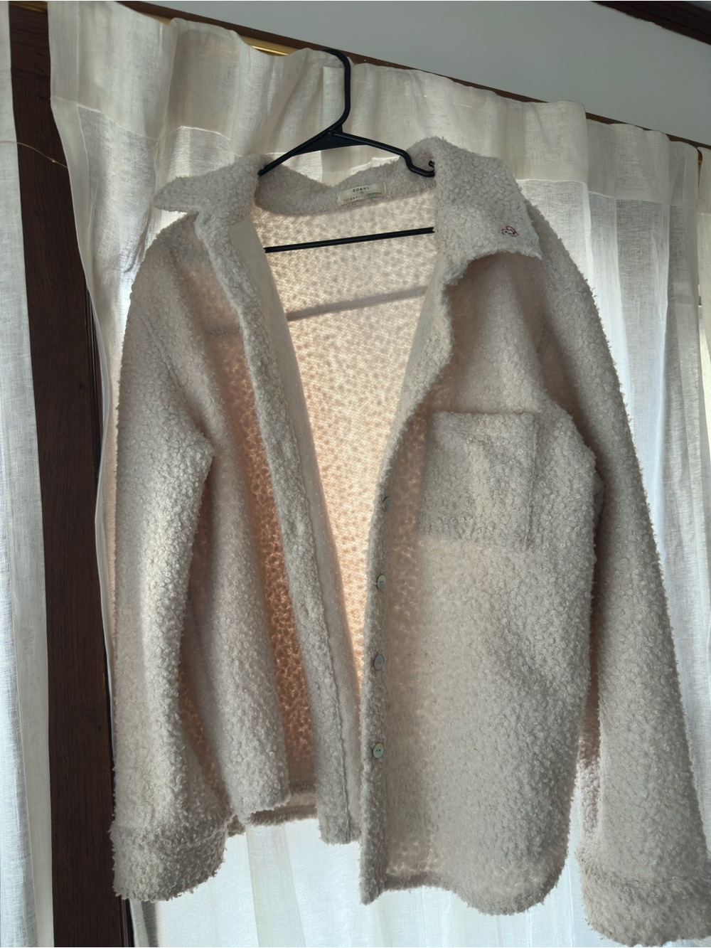 DONNI. Cream Sherpa Teddy Jacket